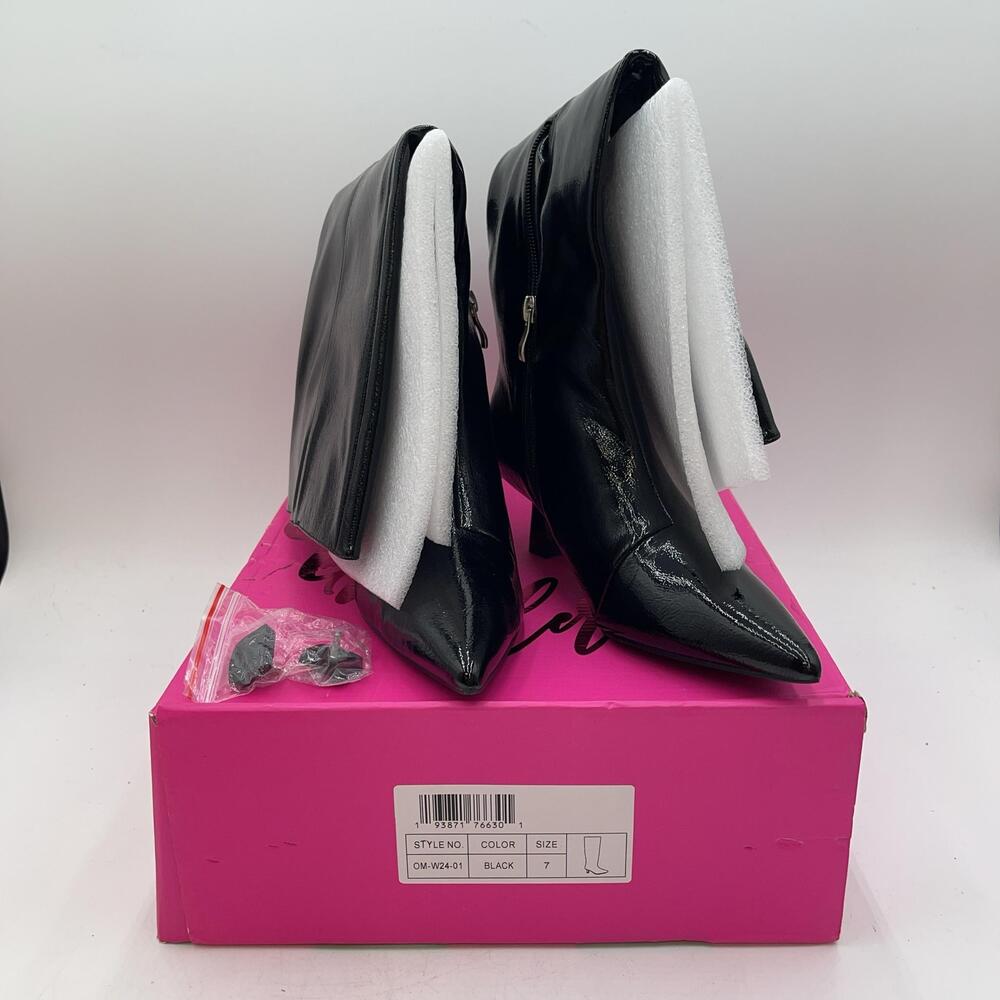 Olivia Miller Mars Women's Tall Boots Pointed Toe Zip Kitten Heel New Size 7